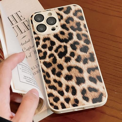 FIFTHAVE für iPhone 12 Hülle Leopard Handyhülle iPhone 12 Leopard Print Case Aesthetic Muster Frauen Mädchen Kameratasche Schutzhülle Silikon Weiche TPU Stoßfest Cover 6,1-Weiß