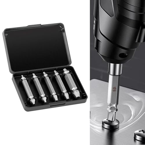 Damaged Screw Remover and Extractor Set, Professional Grade Screw Remover Kit for Stripped, Rusted, and Stubborn Screws | Hardened Steel Extractors with Ergonomic Design