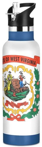 Botella de agua deportiva a prueba de fugas, con pajilla, doble pared aislada al vacío, sin BPA, para la escuela y deportes al aire libre