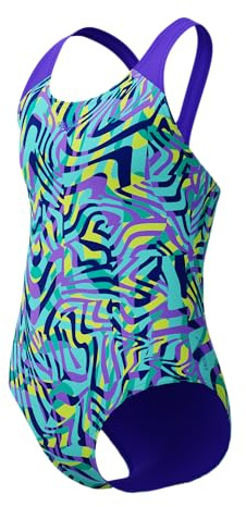 Speedo Girls Digital Allover Splashback Swimsuit Swimming Costume Blue Purple Size 15-16 Years