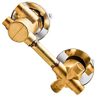 Robinet mitigeur thermostatique à 3 voies en laiton avec double contrôle G1/2 - Pour cabine de douche - Cartouche en laiton durable - Robinet mélangeur de 12,5 cm