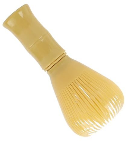 Fouet à Matcha Traditionnel en Résine Jaune - Accessoire Essentiel pour Cérémonie de Thé Japonaise, Chasen Écologique et Robuste,pour Matcha Lattes et Boissons, Conception Ergonomique