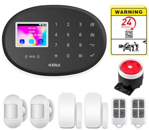 TOWODE W204 21-Piece Wireless Home Security & Alarm System - Battery & Mains Dual Power Supply with Motion Sensors, Door Sensors and Wireless Remotes for Apartments & Homes