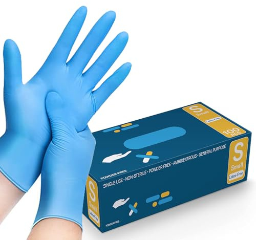 PRIMEONE Blue Nitrile Disposable Gloves – 100 Count | Latex-Free, Powder-Free | Textured Fingertips | Medical, Food, Disposable, Cleaning, Tattoo, Laboratory Use (200, SMALL)