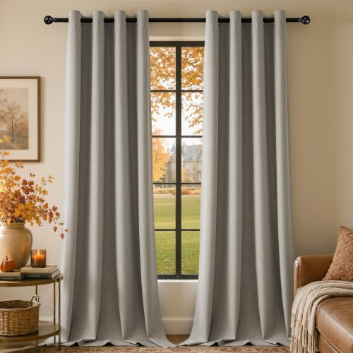 HushLoom Verdunklungsvorhänge Leinenoptik Thermo Taupe H260 x B140cm | Thermovorhang 2er Set mit Ösen Vorhänge 100% Blackout Hitzeschutz Gardinen für Schlafzimmer Wohnzimmer Kinderzimmer