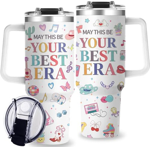 Aokonby 40Oz Tumbler for Singer Fans Perfect Music Fan Gifts for Women Best Era Stainless Steel Tumblers Cup with Handle Birthday X-mas Gifts for Girls Music Fans Friends Besties Sisters