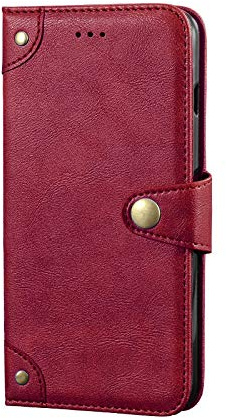 Auotu Custodia Case PU Pelle Flip Magnetica Custodiar Protettiva Portafoglio Cover Per Unihertz Jelly Max Smartphone (Rosso)