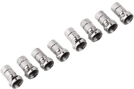 Hama 8 x F-Stecker für 7 mm Koax Kabel, schraubbar, zum Anschluss an LNB, Multischalter, Receiver
