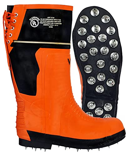 Viking Men's Class 2 Chainsaw Caulked Boot, Orange/Black - 6 M US
