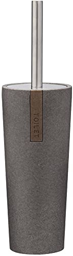 Sealskin Toilettenbürste Pierra, WC-Bürstengarnitur aus Polyresin, Farbe: Grau, 9.7 x 9.7 x 35 cm