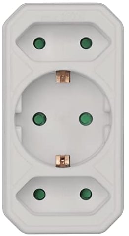 EMOS GES-073 3-Fach Steckdosenadapter Weiß, Multistecker 2X Euro-/1x Schutzkontakt Steckdose, 250 V