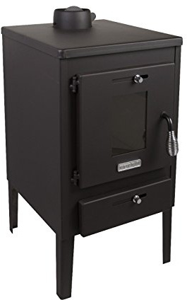 Chimenea de leña para estufa de leña Mini 8kw con tapa de acero y aleta