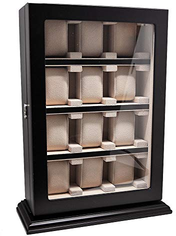 Uhrenvitrine Wand - Tischvitrine für 12 Uhren schwarz
