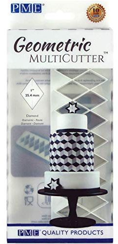 PME Geometric MultiCutter for Cake Design - Diamond, Medium Size, 1-Inch, White