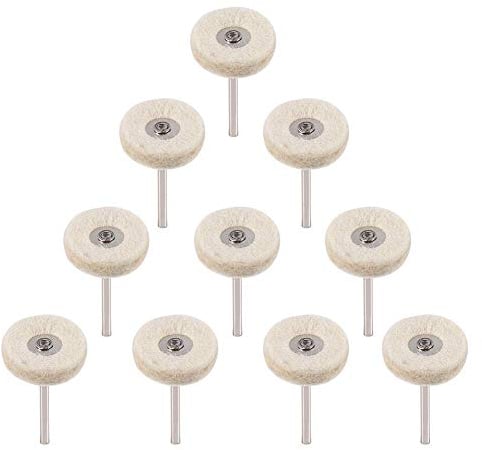 10pcs 1inch Wool Felt Polishing Buffing Wheels Drill, Polishing Drill Attachment Polishing Pads with Handle, Grinder Wheel Brushes Rotary Tool