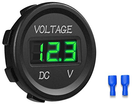 YGL 12-24V DC Voltmètre Affichage Numérique à LED Imperméable pour Bateau Moto Camion Marine(Vert)
