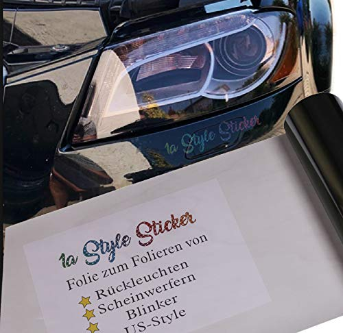 1A Style Sticker Auto Scheinwerfer Folie Hellgrau, Folierung Frontscheinwerfer, 200cm, Tuningfolie Schwarz