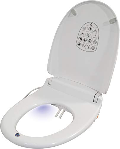 E Loo WC-Sitz mit Bidet-Reinigung mit warmem Lufttrockner, Nachtlicht und beheizter Sitzkomfort, für runden Sitz