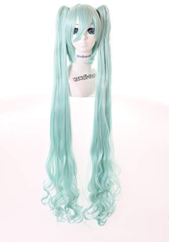 PL-449 Miku Vocaloid grün 100cm Locken Gothik Lolita Cosplay Perücke Wig Anime Manga