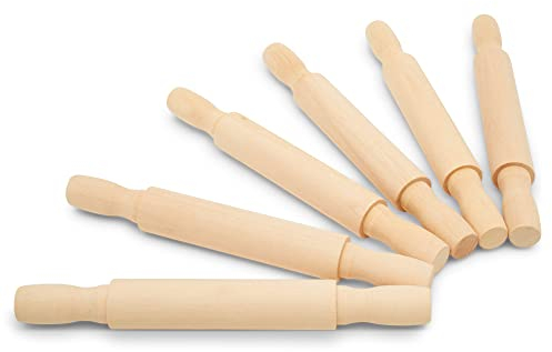 Wooden Mini Rolling Pin, 7 Inches Long, Pack of 12, Perfect for Fondant, Pasta, Children in The Kitchen, Play-doh, Craftin.