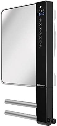 Radialight Windy, Electric Bathroom Fan Heater, Thermostat and Timer with Towel Rails 1800W, Mirror