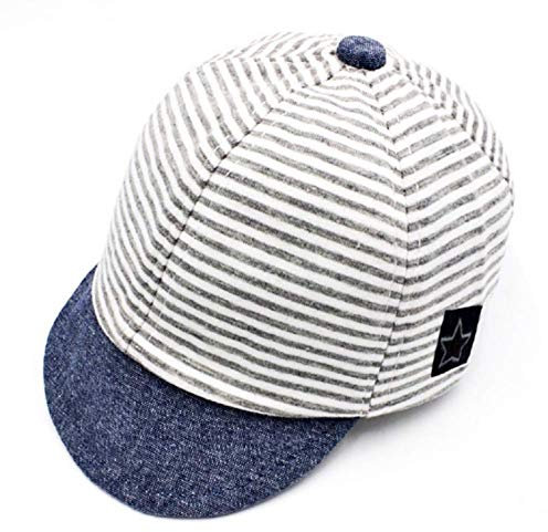 Cappello Estivo Grigio Baseball Bambini 6-18 Mesi Strisce Visiera Regolabile Protezione Solare Idea Regalo Originale Cappellino Bimbi