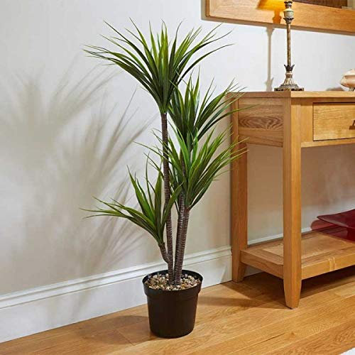 Garden Mile 3ft Artificial House Plant Large Fake Dragon Tre 105cm Realistic Tropical Palm Tree Indoor Fake Tree in Pot Large Potted Plant for Home Office