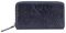 Made in Italy Damen Leder Geldbörse Kroko Wallet Portemonnaie Portafoglio Brieftasche Börse Geldbeutel Ledertasche Kreditkartenetui Dunkelblau