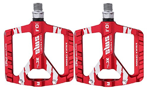 tongzhou Mountainbike-Pedale, 1 Paar MTB-Rennrad-Aluminiumlegierungspedale Ersatzzubehör(rot)