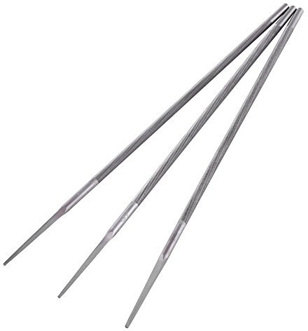 ASHATA Lima de Motosierra de 3 Piezas, limas Redondas de Afilado de Cadenas de Motosierra Profesional, afilador de limas de Motosierra de Acero con rodamiento Redondo(4mm/4,8mm/5,5mm Opcional)(4 mm)