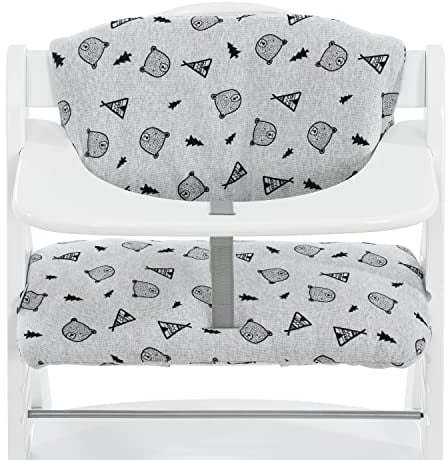 hauck Sitzkissen Kompatibel mit Alpha+, Beta+ und Arketa Holzhochstuhl Highchair Pad Deluxe, Einfache Befestigung mit Klettverschluss, Maschinenwaschbar (Nordic Grey)