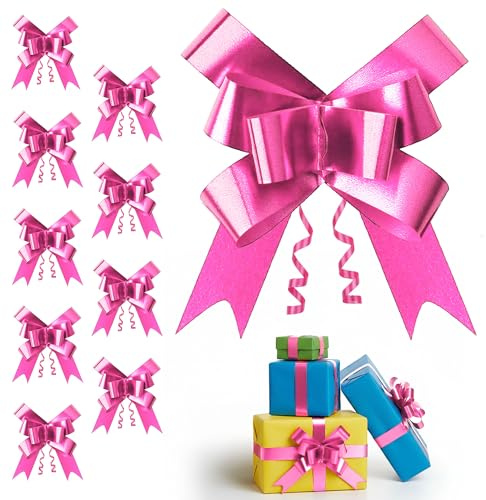 20pcs Hot Pink 30mm/3cm Large Ribbon Pull Bows for Party Wall, Gift Wraps, Christmas Trees, Wedding, Birthday Hampers Decoration Florist Pullbows