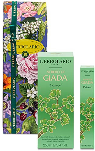L' Erbolario - Confezione Regalo ALBERO DI GIADA Duo - in Scatola Originale - Bagnogel 250 ml + Profumo da 15 ml