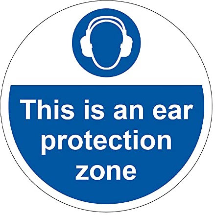 400mm Self-Adhesive Ear Protection Zone Floor Sticker - Durable Anti-Slip Vinyl PPE Safety Sign for Noise Hazard Areas, Easy Peel & Stick Installation
