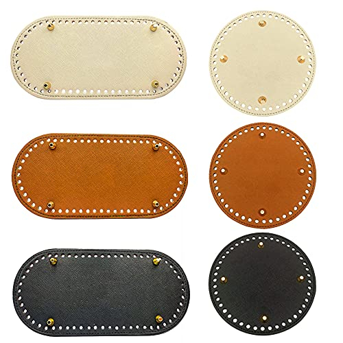 Dtoterul Taschenboden zum Häkeln 6 Stücke Taschenboden Zum Häkeln Leder Tasche Taschenboden Taschenboden Kunstleder PU Leder Stricken Häkeln Beutel Bottom Taschenboden Rund und Oval