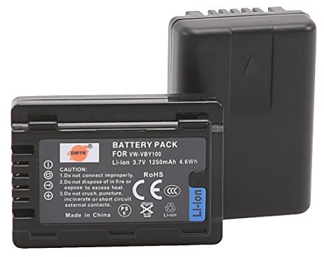 DSTE 2PCS VW-VBY100 Batteria ricaricabile agli ioni di litio, compatibile con Panasonic HC-V110 HC-V110K HC-V110G HC-V110GK-K HC-V130 HC-V201K