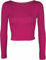 Womens Crop Long Sleeve T Shirt Ladies Short Plain Round Neck Top Ladies Fitness Workout Running T Shirts Plain Cropped Tops (Cerise UK 8-10)
