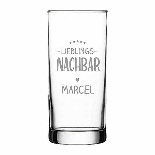 4you DESIGN Personalisiertes Longdrink-Glas mit Namen | Lieblings-Nachbar| Geschenk-Idee zu Weihnachten, Geburtstag, Mutter- & Vatertag | Saftglas Spülmaschinenfest | Persönliches Präsent | 485 ml
