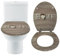 AQS INTERNATIONAL - Novelty Luxury Solid Wooden Toilet Seat- Oval Shaped, Resin Retro Durable MDF 3D Effect Printed Design, Stainless Steel Adjustable Hinges, Loo WC Toilet Seat (Home Design)