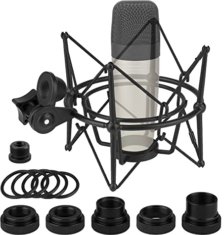 Geekria for CreatorsSoporte de choque para micrófono compatible conSamson C01,C01U Pro,C03,C03U,CL7a,CL8aAdaptador de suspensión antivibración para micrófono Clip desoporte para micrófono(negro/metal)