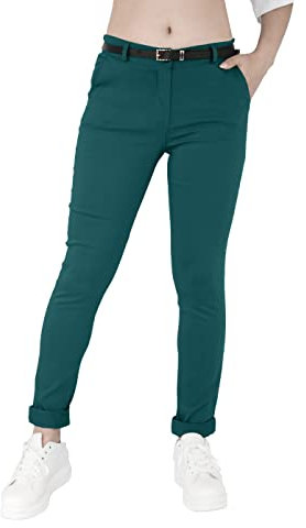 JOPHY & CO. Pantalone Elasticizzato Donna Chino con Cintura (cod. 3008) (Verdone, S)