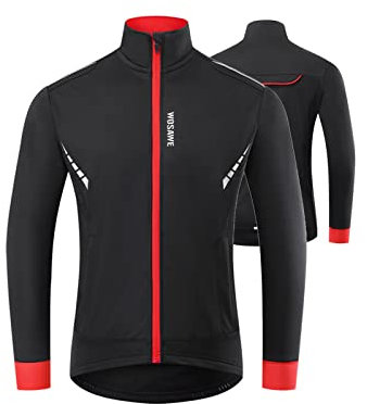 TDHLW Fahrradjacke Herren Winter Thermo-Vlies Softshell Winterjacke Wasserdicht Atmungsaktiv Reflektierendfür Radfahren Sport Laufen Wandern Radsport-Jacken,Schwarz,L