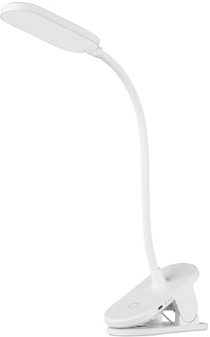 EGLO LED Klemmlampe Raizal, Akku-Klemmleuchte für Bett | Nachttischlampe zum Klemmen, touch dimmbar in Stufen, klemmbare Leselampe aus Kunststoff in Weiß, kaltweiß