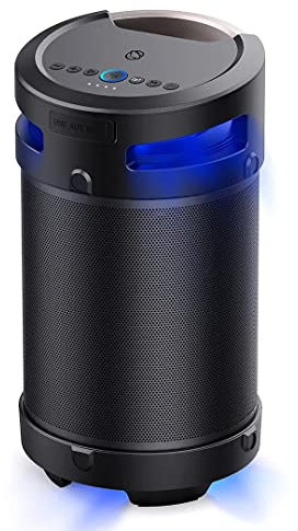 MANTA SPK5120 Power Audio X-BASS 360 Haut-parleur Bluetooth 100 W RMS, radio FM, classe d'étanchéité IPX5, TWS, rétroéclairage RVB, karaoké, entrée MIC, lecture MP3 USB