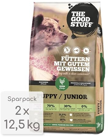 The GOODSTUFF Huhn (Puppy/Junior) 12,5 kg | Getreidefreies Hunde Trockenfutter Junior | Mit frischem Hühnerfleisch | Hundetrockenfutter für Welpen & Junghunde | Super-Premium Welpen Trockenfutter