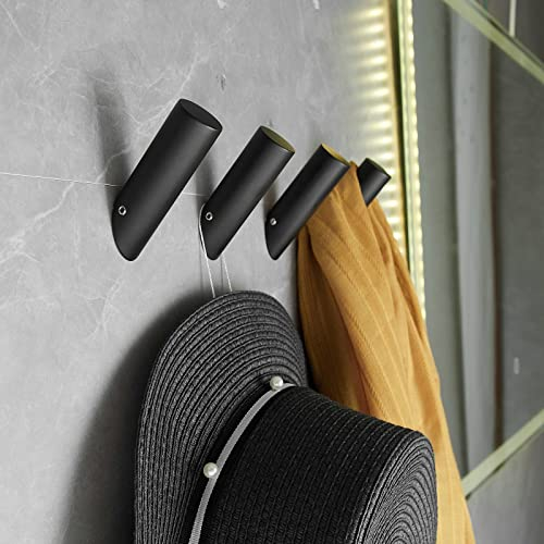 Beelee Wandhaken, schwarz, Handtuchhaken, Kleiderhaken für Badezimmer, Wandmontage, strapazierfähig, 4 Stück