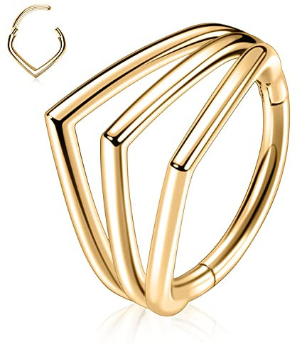 16G Helix Ohrringe Conch Creolen Chirurgenstahl dreifach offen gestapelt Septum Nasenringe Gold Creolen 10mm Micro Lobe Ohrringe Wassertropfen Lippenohrringe Knorpel Helix Lobe Conch Piercing Schmuck