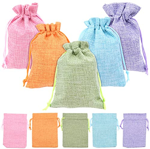 Cisolen 20 piezas colores bolsas de yute bolsas de joyería bolsas de regalo con cordón bolsas de lona para joyería de cumpleaños celebraciones de boda regalo de fiesta