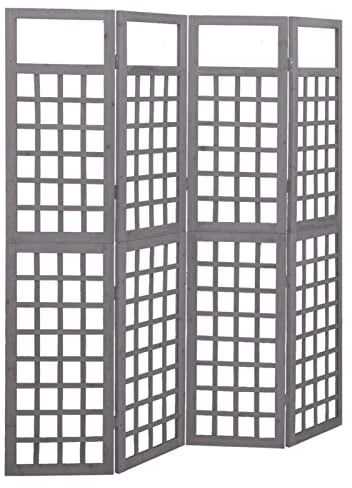 Tidyard 4-TLG. Paravent Spalier Rankgitter Raumteiler Rankhilfe Holzgitter Zusammenklappbar Raumtrenner Trennwand Umkleide Sichtschutz Spanische Wand Massivholz Tanne Grau 161x180 cm