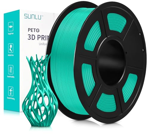 SUNLU PETG Filament 1,75 mm, 3D Druckerfilament PETG, Verbesserte Zähigkeit, Hohe Schlagfestigkeit, 3D Druckfilament 1,75 mm, Geeignet für die Meisten FDM 3D Drucker, 1kg Spule, Mintgrün